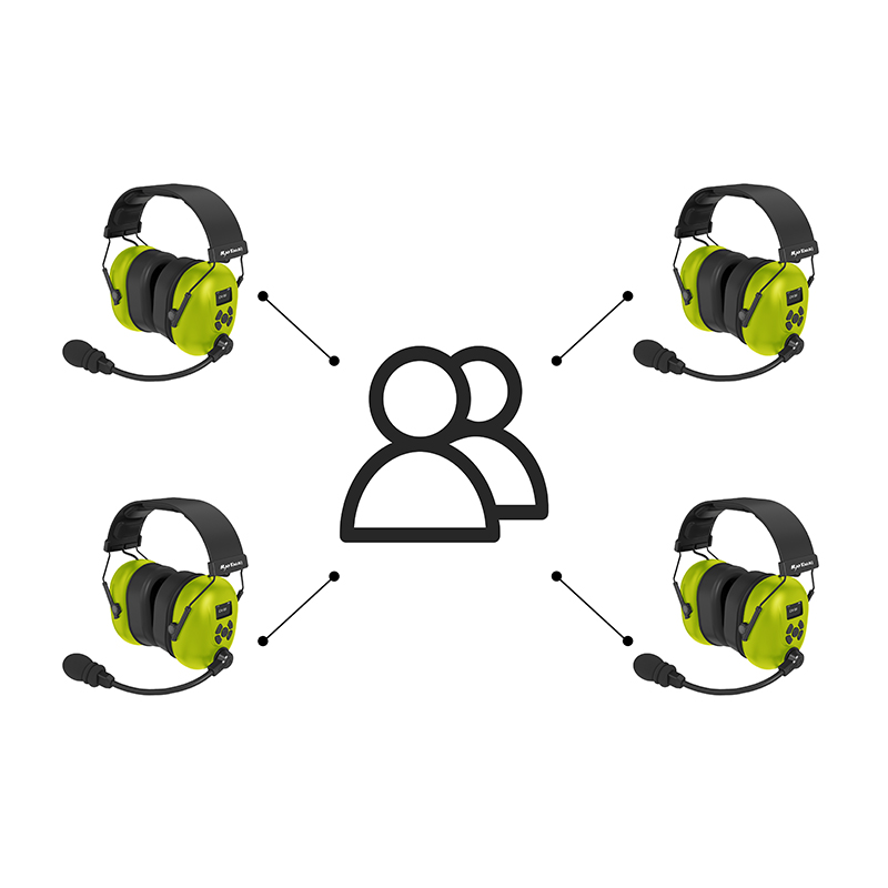 wireless intercom headset wireless intercom headset Connects up to 8 people in a group, users can emit and receive at the same time