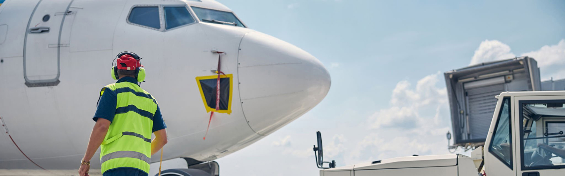 Ground crew headset designed for airport ramp operations and ground handling teams