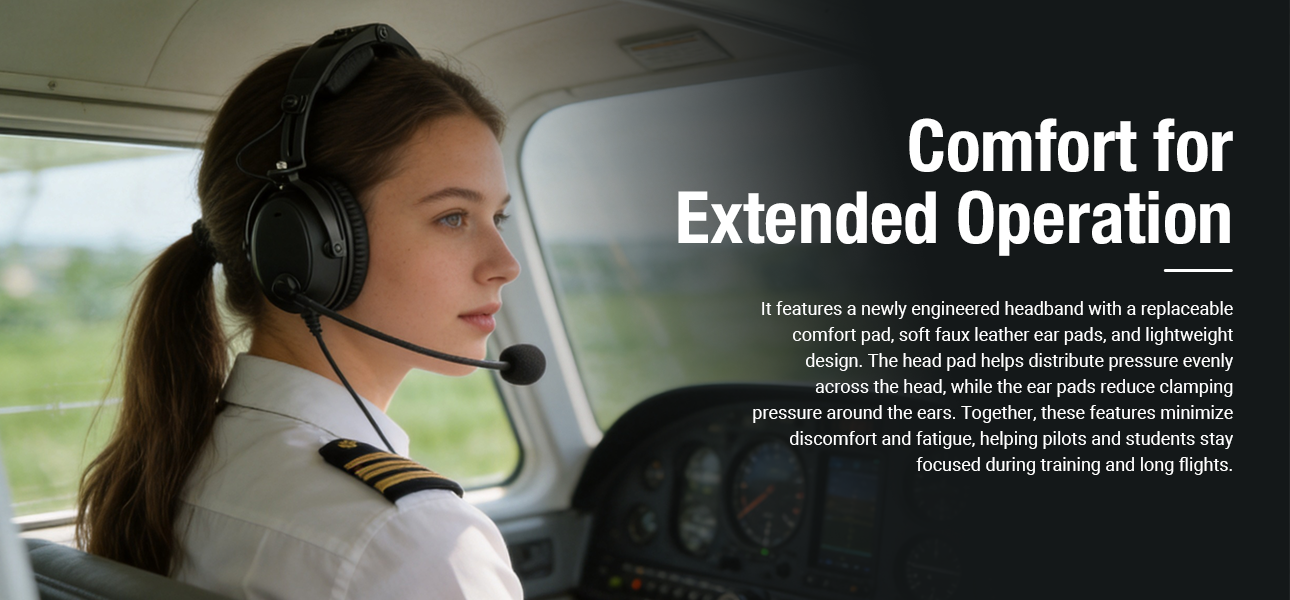 PH-600A ANR aviation headset with comfortable head pad and soft ear cushions