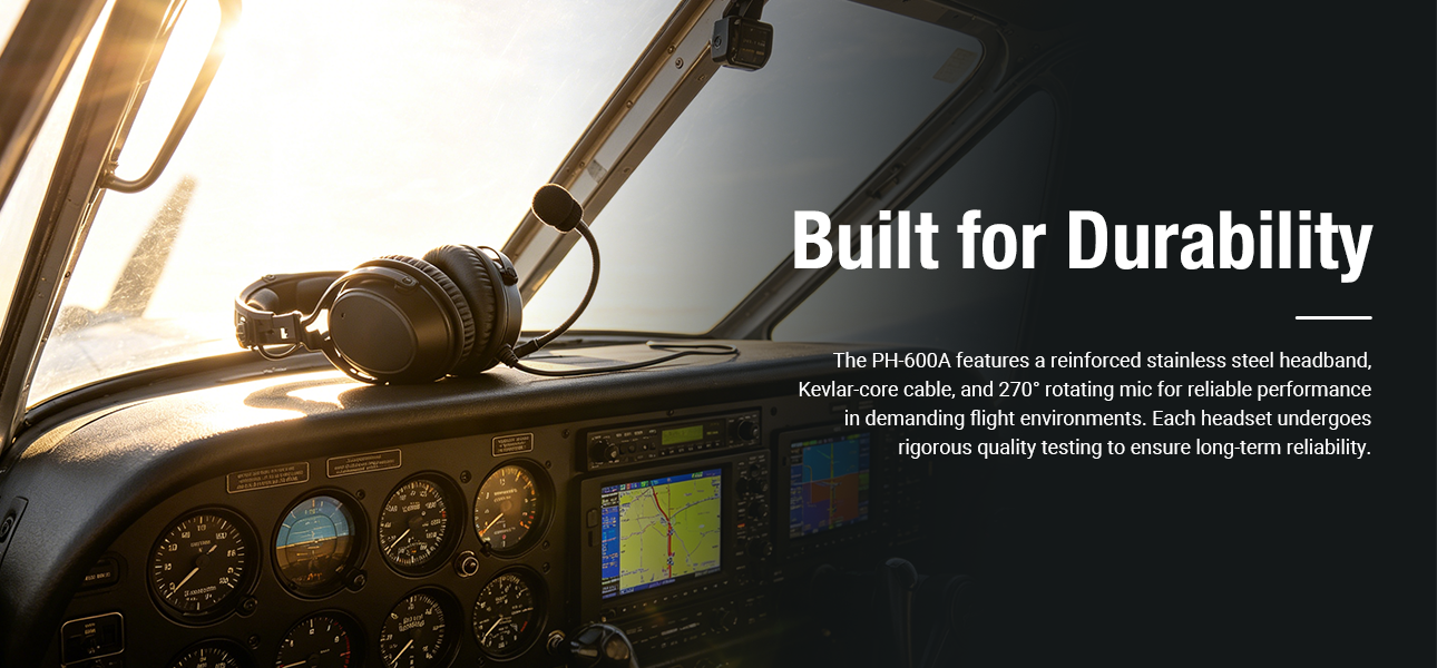 PH-600A aviation headset for reliable performance in harsh flight environments
