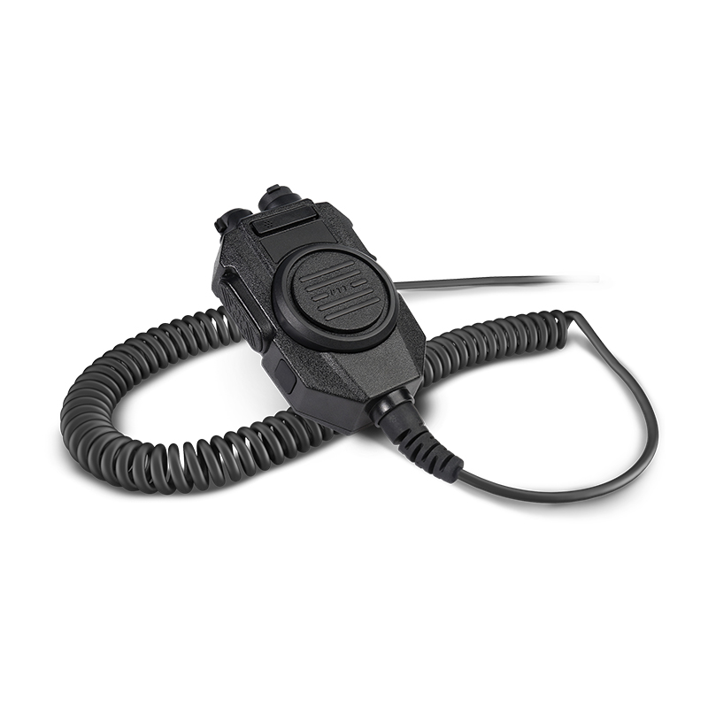 RSM-610 heavy-duty shoulder mic with a custom radio connector and coiled cable