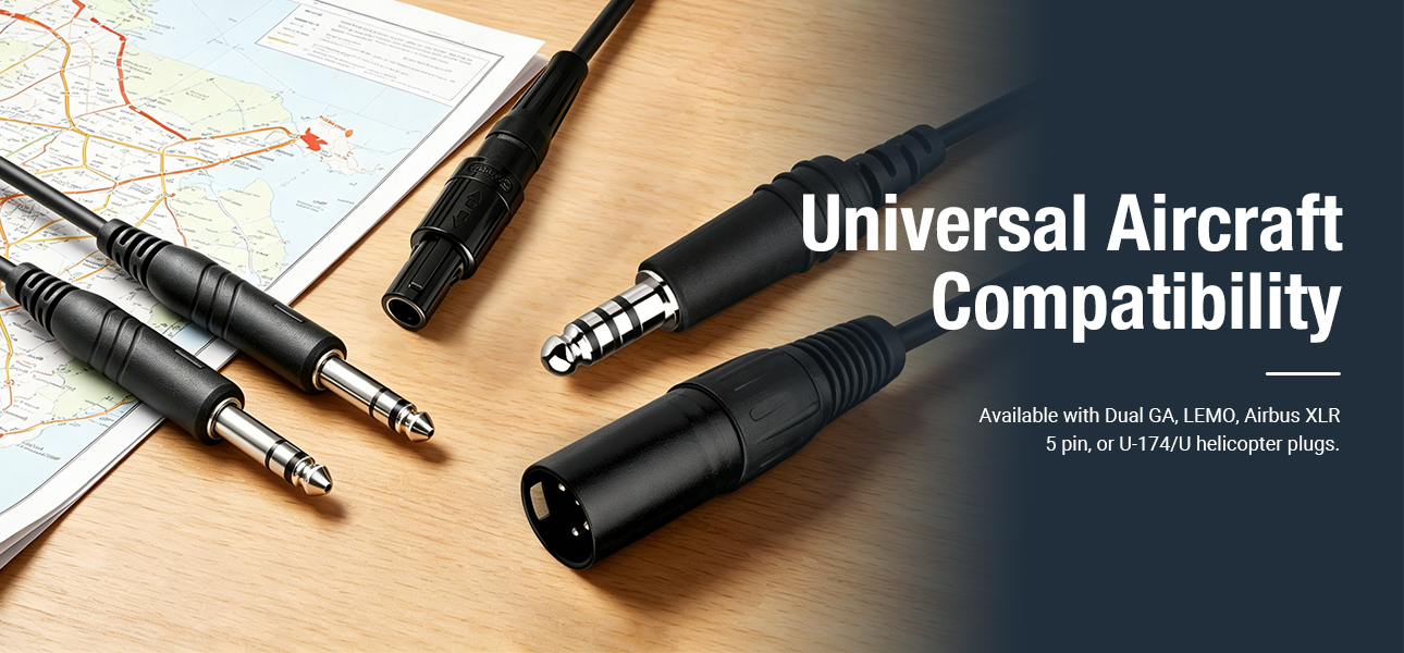 ANR aviation headsets are available for wholesale, offering multiple connector options including GA dual plugs, helicopter plugs, LEMO, and Airbus connectors.