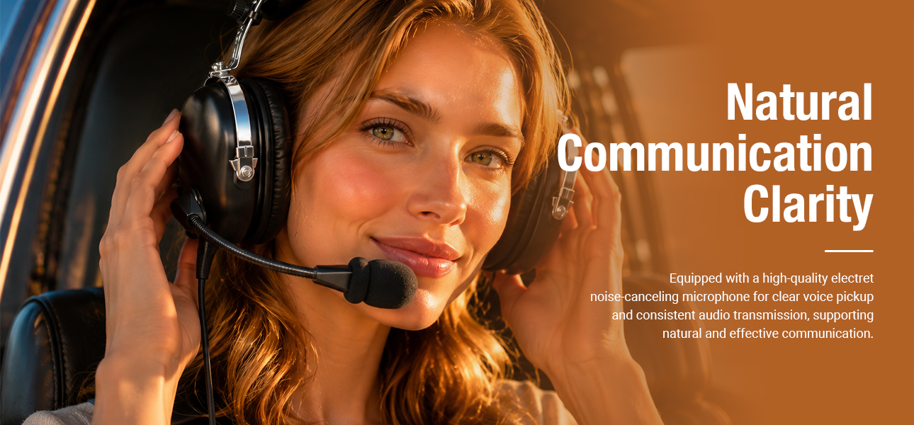 ANR plane headphones with noise-canceling microphone for clear cockpit communications