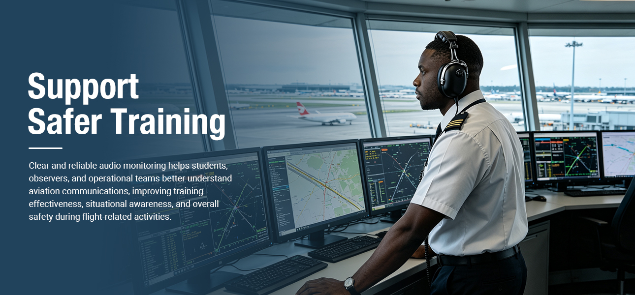 Aircraft headphones helping student pilots and observers hear clear aviation audio during flight training and inspections