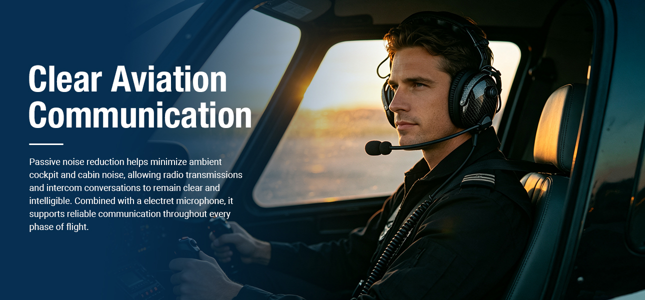 Airline captain wearing a pilot headset in an Airbus cockpit for clear aviation communication