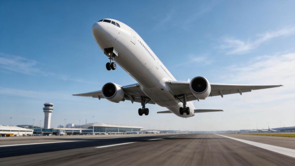 Boeing commercial aircraft taking off from Hartsfield-Jackson Atlanta International Airport (ATL), Georgia, USA