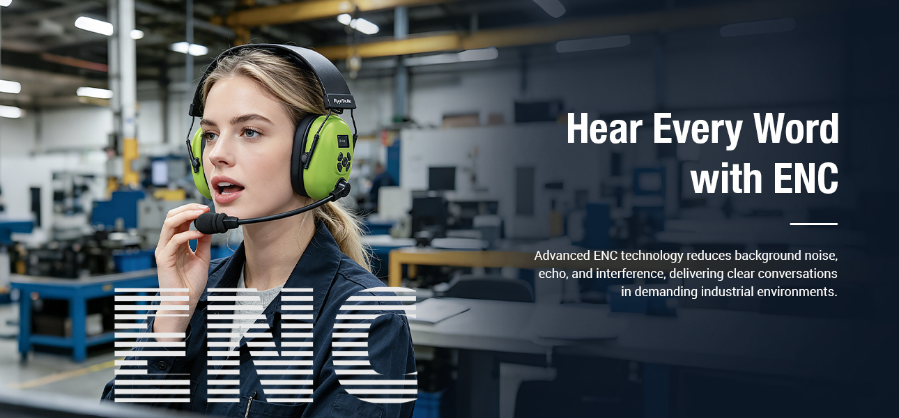 ENC full-duplex headset for manufacturing engineers working around noisy machinery
