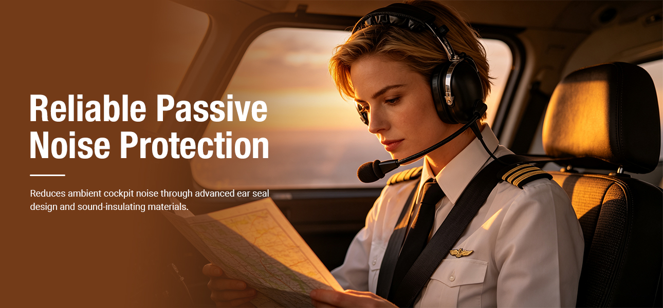 Flight instructor wearing a PNR aviation headset during a pre-flight check in the cockpit