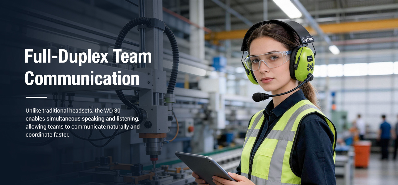 Full-duplex headset enabling hands-free team communication for real-time coordination