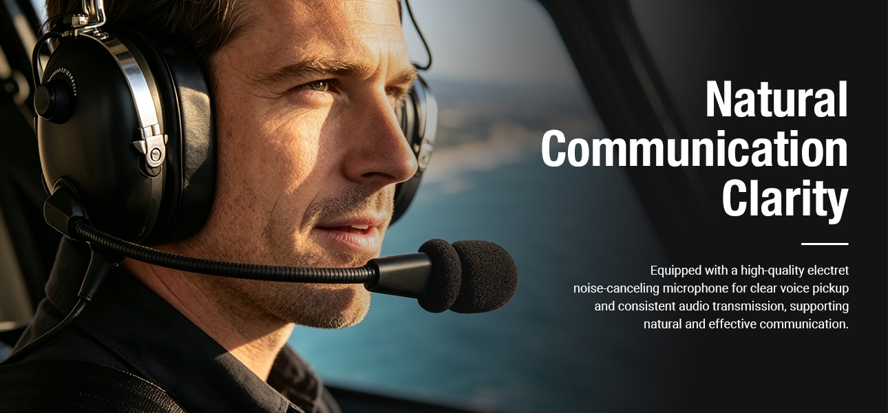 Helicopter tour company pilot using an ANR aviation headset for clear cockpit audio and natural voice quality