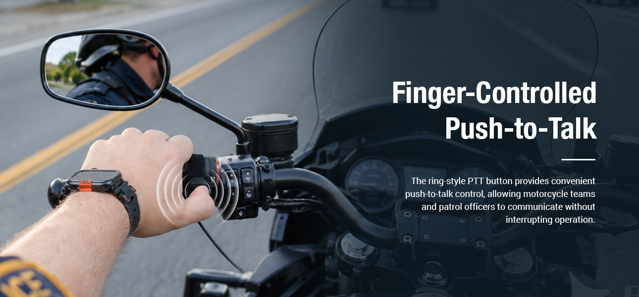 Helmet kit with finger-controlled PTT for forest patrol, rescue, and park teams