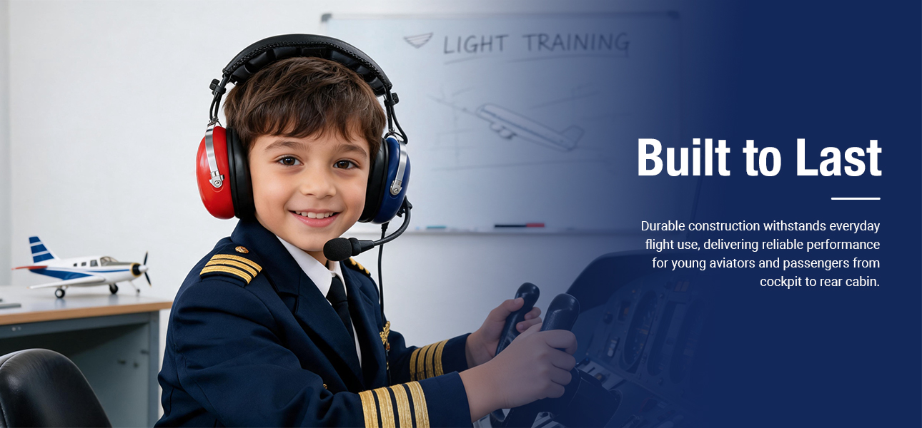 Kid aviation headset with durable construction for reliable everyday use