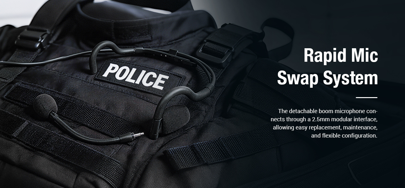 Modular tactical headset with detachable microphone for field maintenance and mission readiness