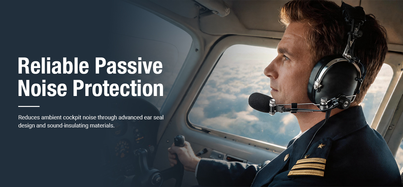 PNR aviation headsets providing passive noise protection for Flight Training Schools in open cockpit and older aircraft with high engine noise