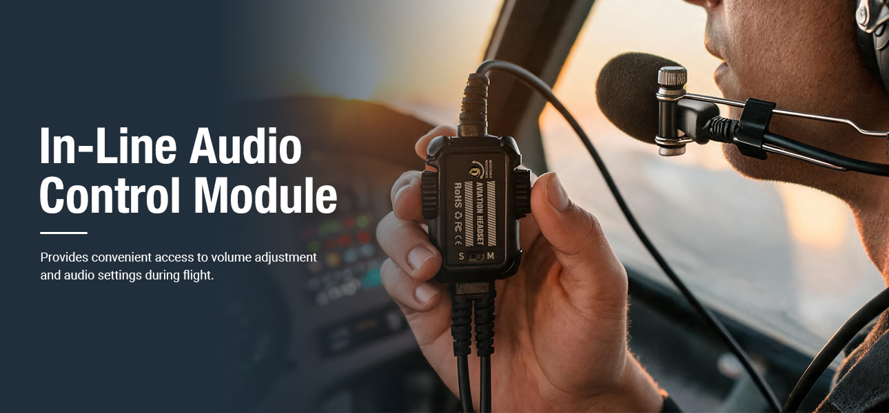 PNR headsets with an in-line control module for easy volume adjustment during long training flights.