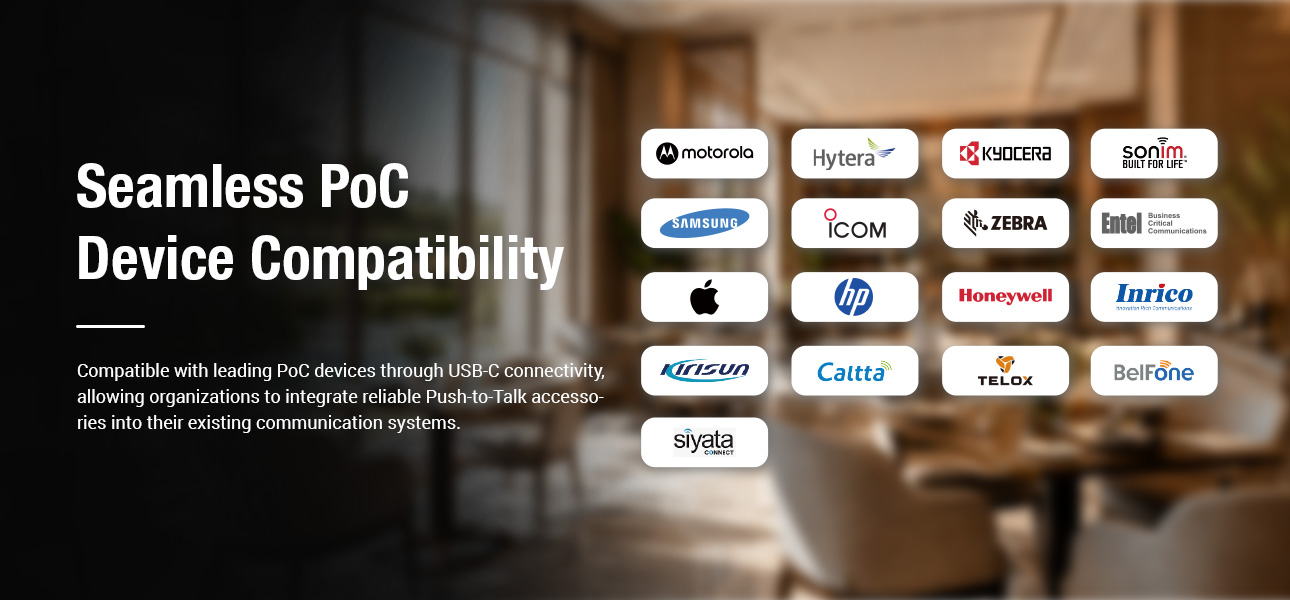 PoC speaker microphone with USB-C connectivity for easy integration with PoC devices