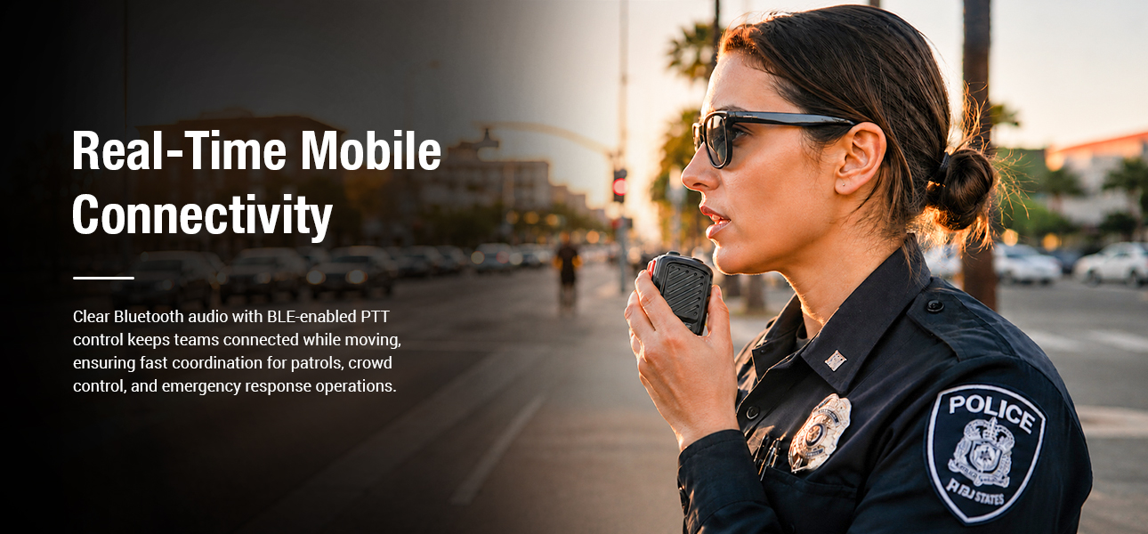 RSM-350-BT Bluetooth speaker microphone enabling mobile team connectivity with BLE PTT control