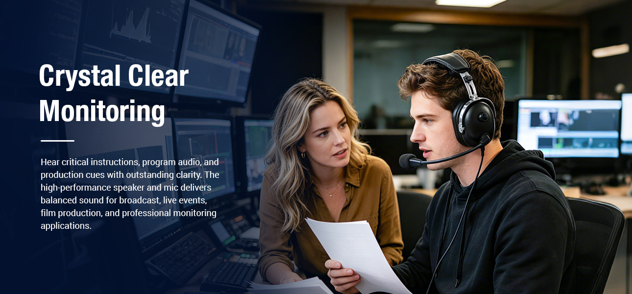 Single-ear broadcast headset for crystal-clear audio monitoring in live production