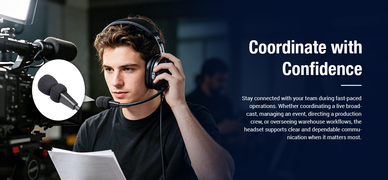 two way radio headset for production and event teams requiring reliable coordination