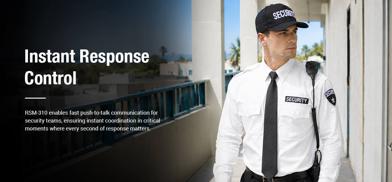 Speaker mic with fast push-to-talk control for instant communication in security and emergency operations