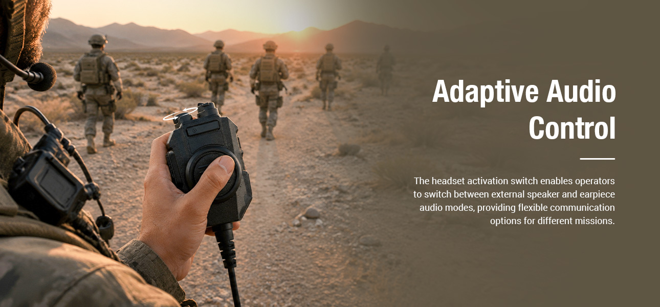 Tactical speaker mic with audio mode switch for flexible communication between external speaker and earpiece