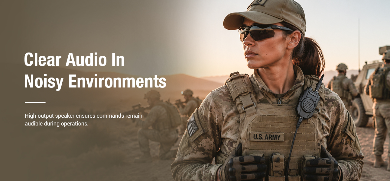 Tactical speaker mic with high-output audio for clear commands during SWAT and law enforcement operations