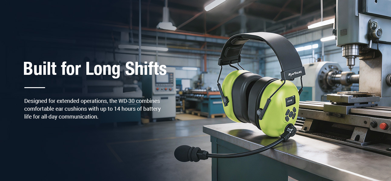full-duplex headset with hands-free communication for extended shifts