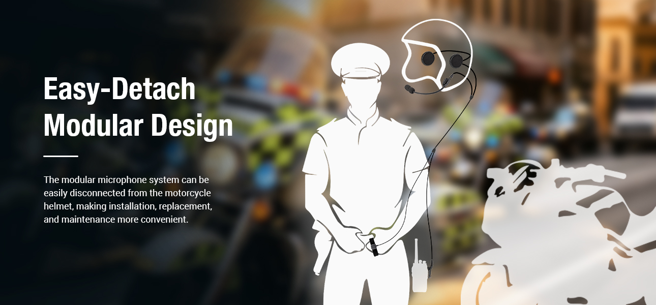 medium-duty headset for an open-face helmet features a detachable microphone design for quick installation and replacement.