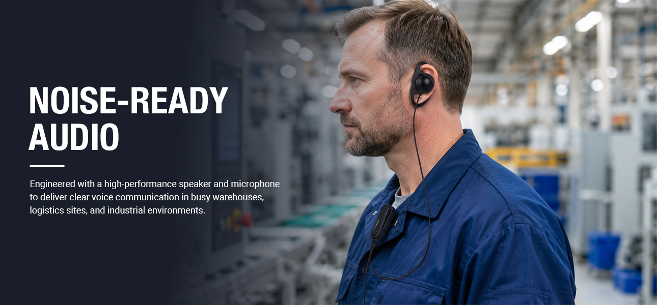 1 wire earpiece with clear audio for warehouse, logistics, and industrial radio teams