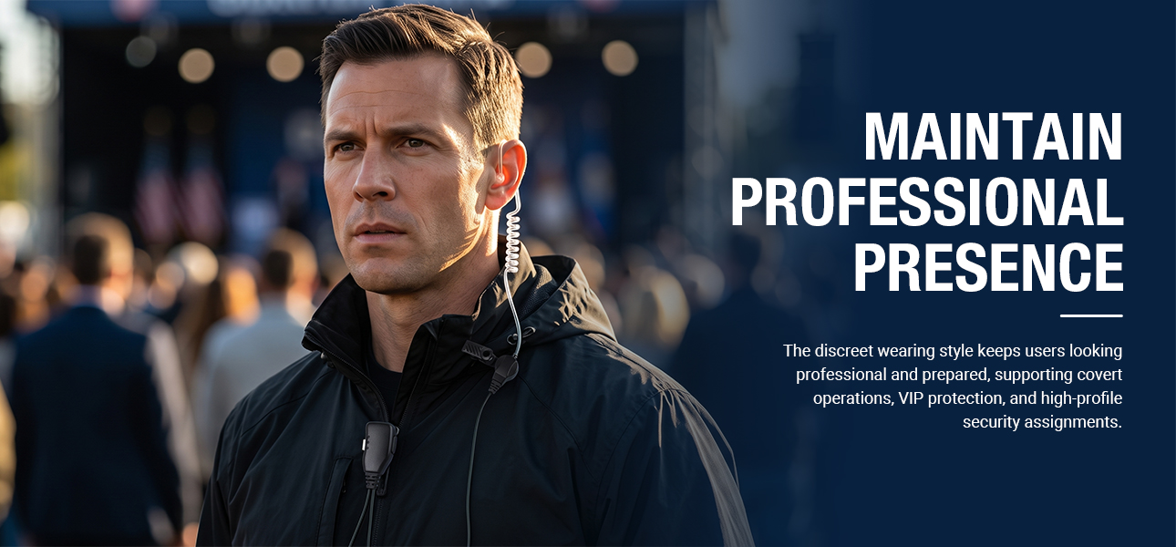 Acoustic tube earphones for bodyguards and private protection teams during high-profile events