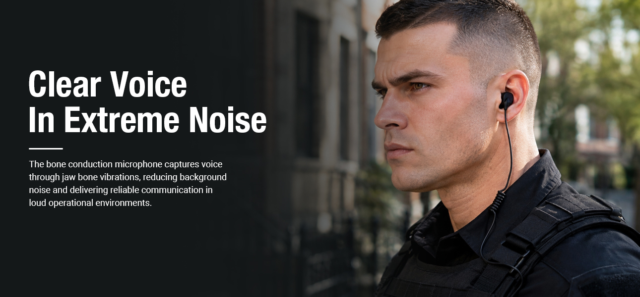 Bone conduction headset with wired bone earphone for clear voice in extreme tactical environments