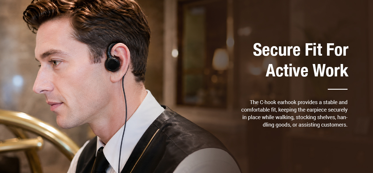 Swivel Listen Only Earpiece for hotel employees and restaurant managers
