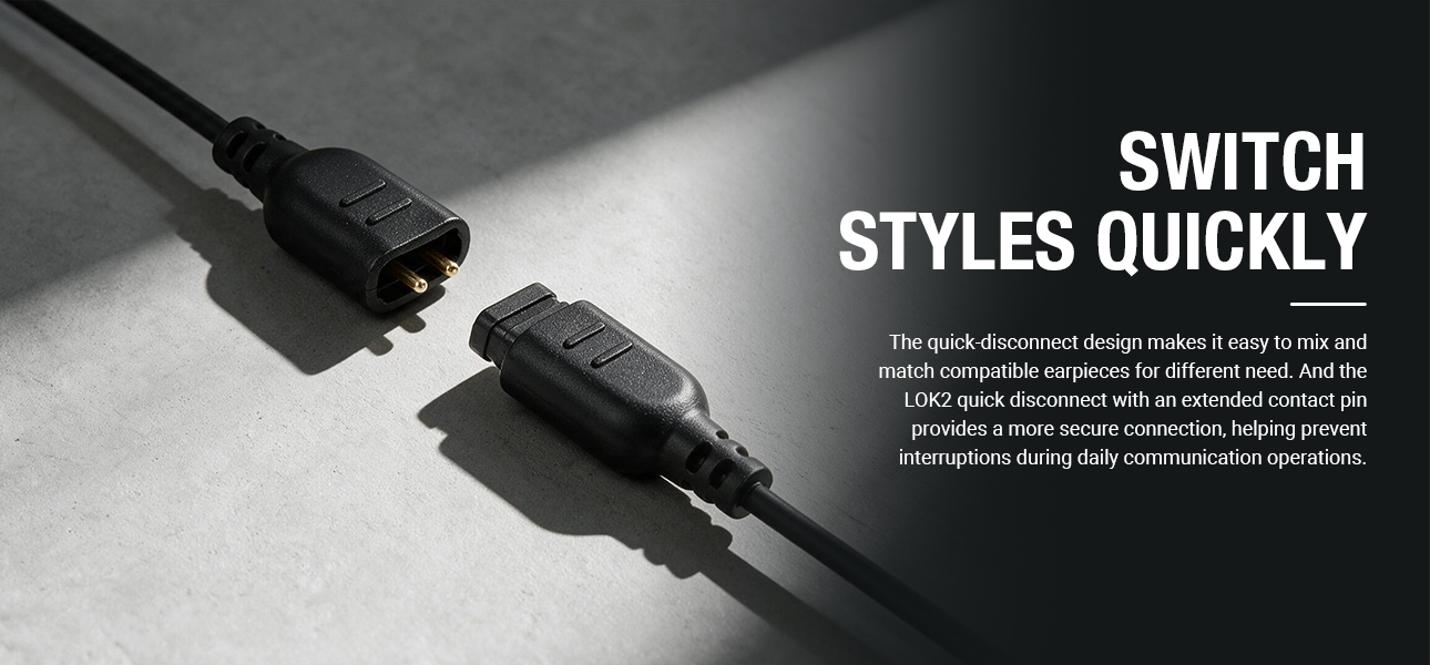 Earpiece for Walkie Talkies with Ring earloop and quick disconnect