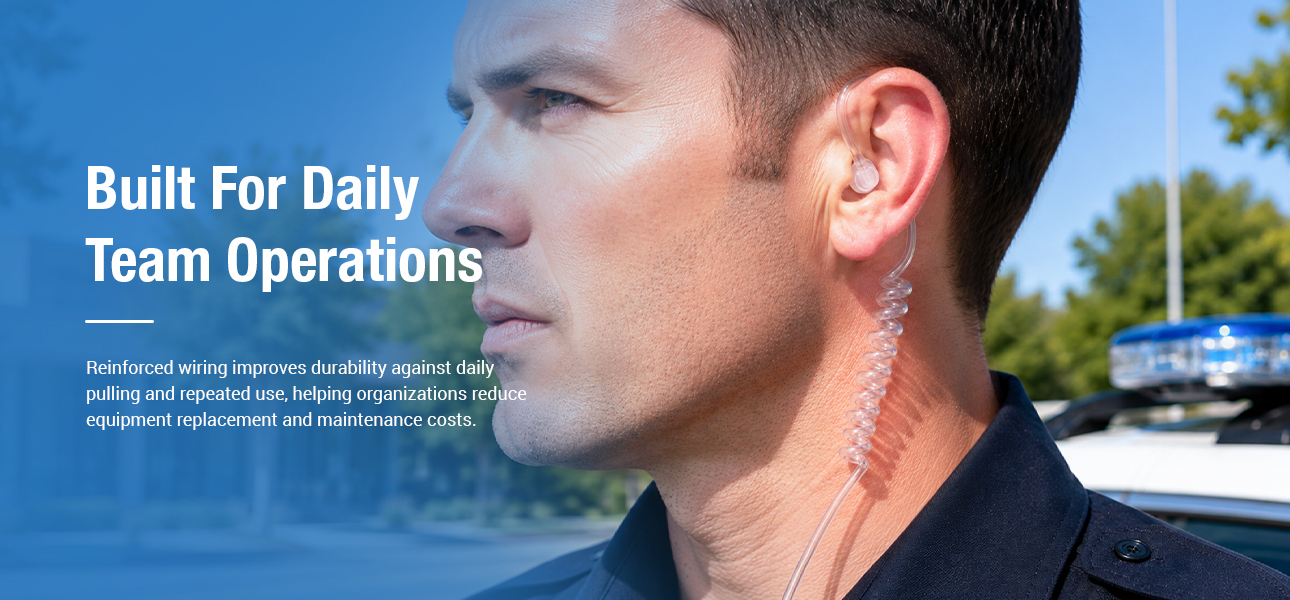 Kevlar reinforced Coiled clear tube earpiece for event security