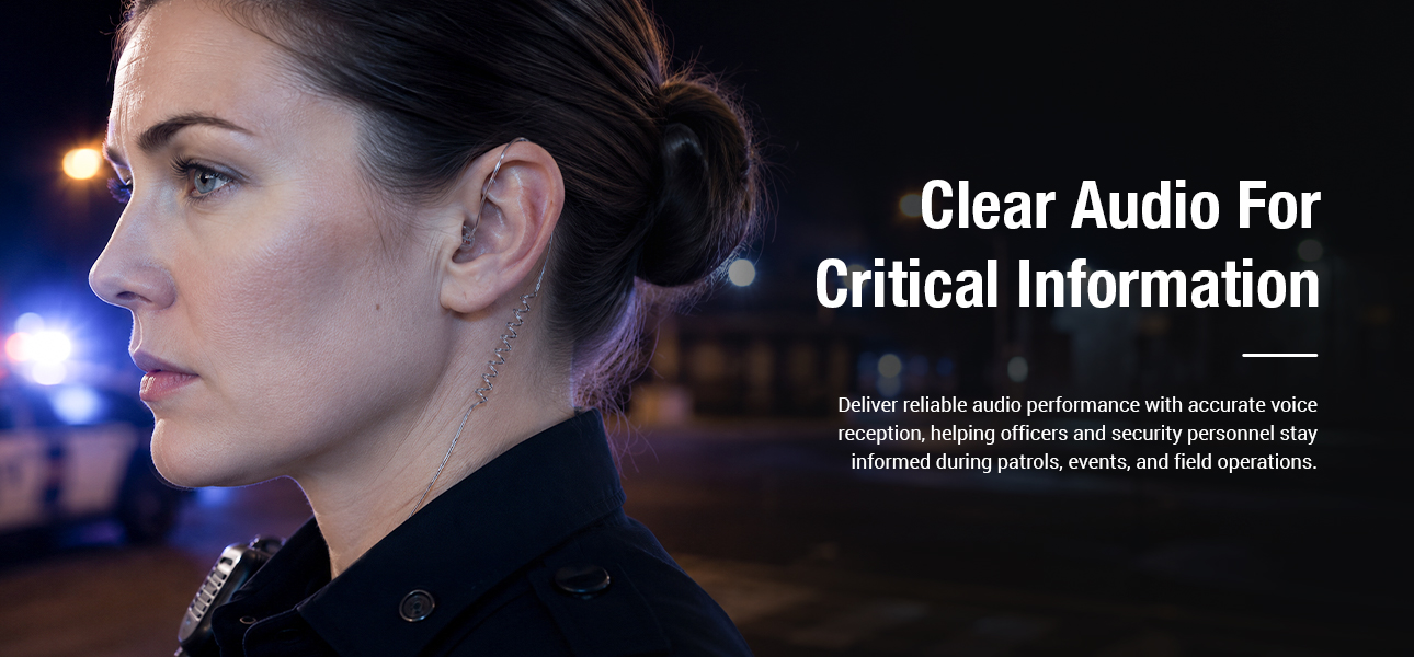 Law enforcement earpieces delivering clear audio for patrols, events, and field operations