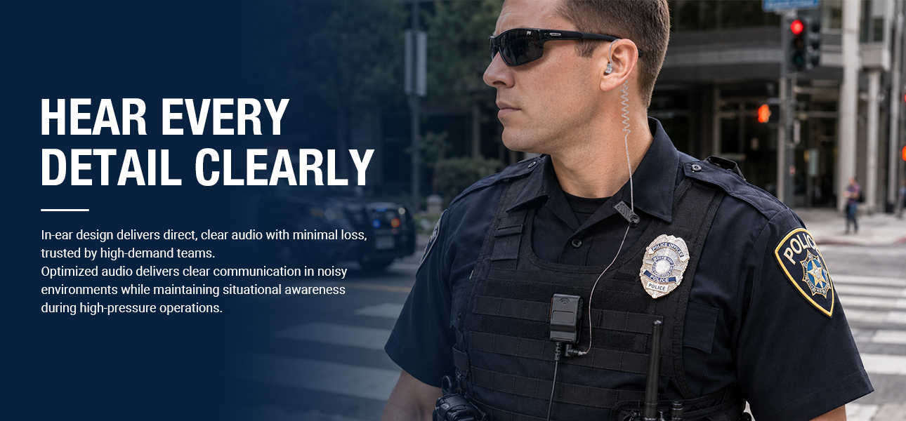 Law enforcement teams using radio earpieces for clear audio in high-pressure operations