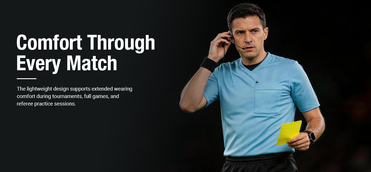 Lightweight referee headset with boom microphone for extended game use