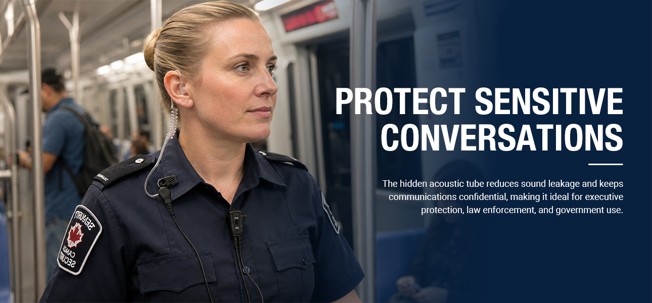 Police officers wearing covert earpieces to maintain private radio contact in public transport security