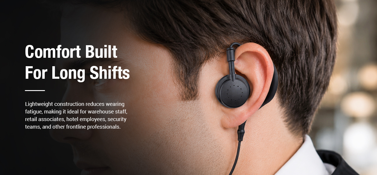 Restaurant staff wearing G-Style listen only earphones during long, busy service shifts