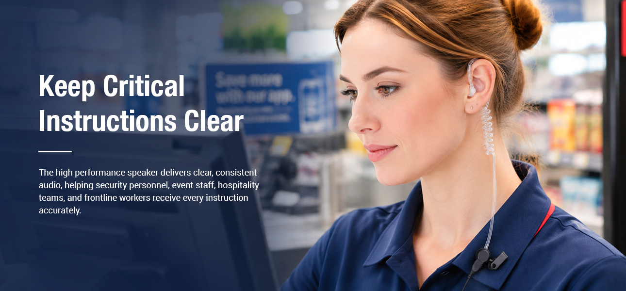Retail teams wearing clear earphones to hear instructions clearly during busy store operations