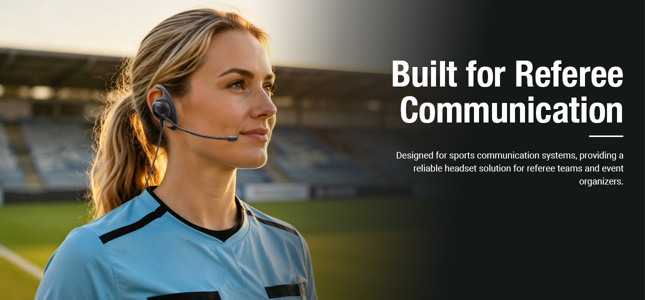 Rugby referee team using referee communication headsets for reliable game coordination