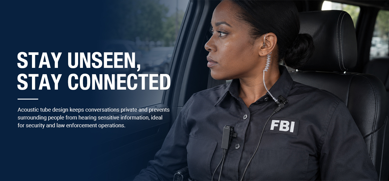 Surveillance earpiece allowing security teams to communicate discreetly without alerting targets