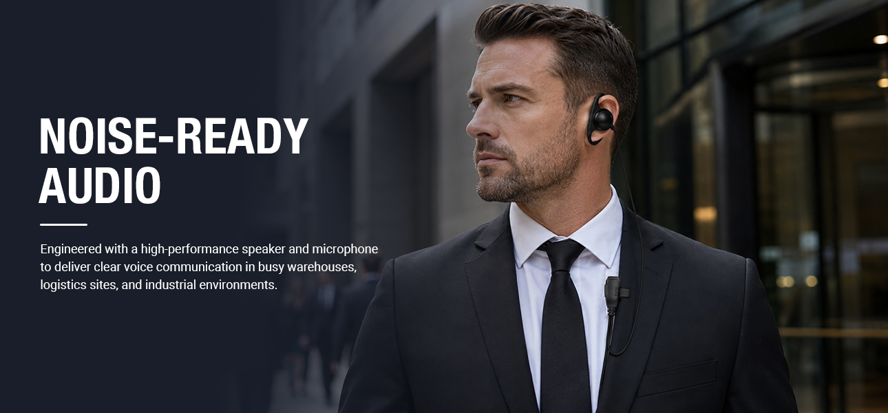 Two way radio earphones with clear audio for retail, hospitality, and executive protection teams
