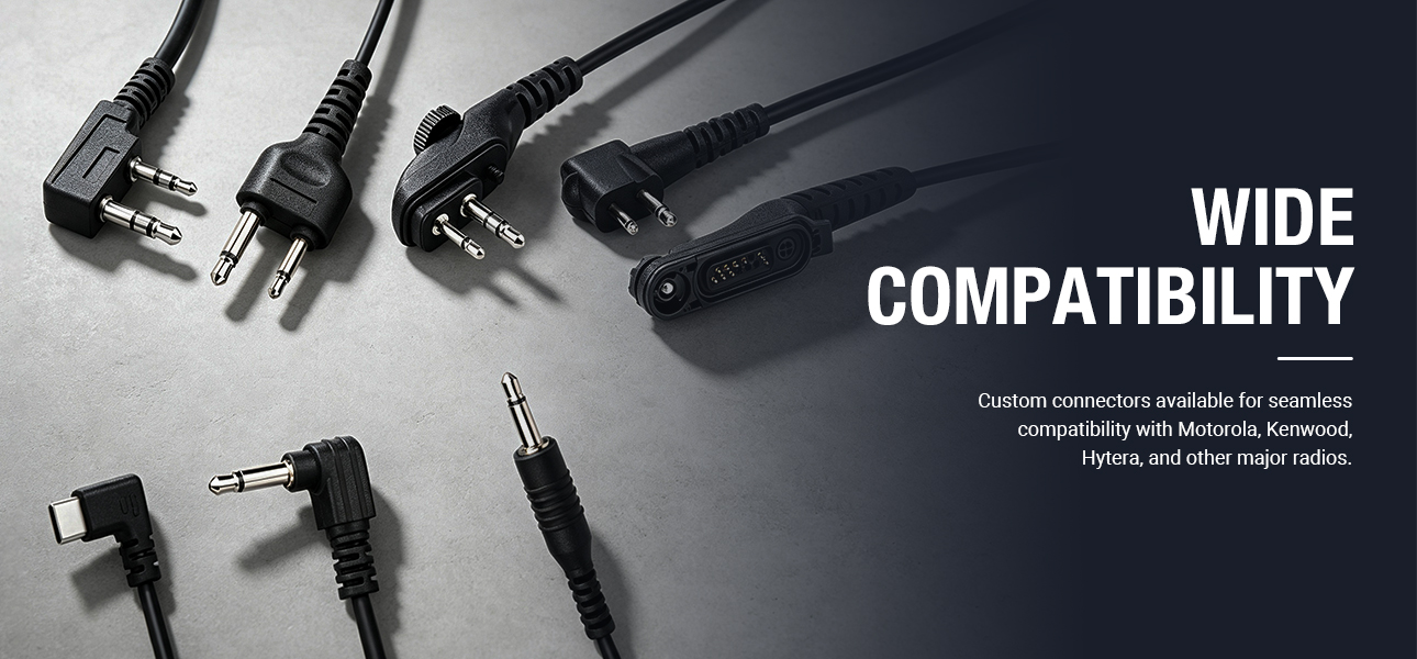 walkie-talkie earphone with custom connectors for Motorola, Kenwood, ICOM and Hytera radios