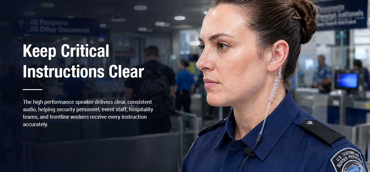 Border security teams wearing in-ear earpieces to hear inspection instructions clearly