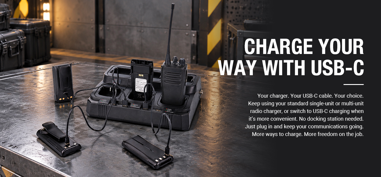 USB-C rechargeable battery for two-way radios